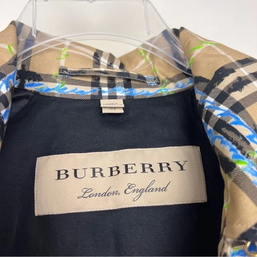 Burberry Calderbrook Scribble Printed Nova Check Long Car Coat Trench - Picture 7 of 13